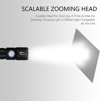Zoomable 재충전용 LED 플래쉬 등 자석 소형 플래쉬 등 Usb 책임 토치